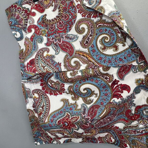 Lauren Ralph Lauren Pillow Shams Red Blue White Paisley Cotton Pair Set of 2 - Picture 4 of 5